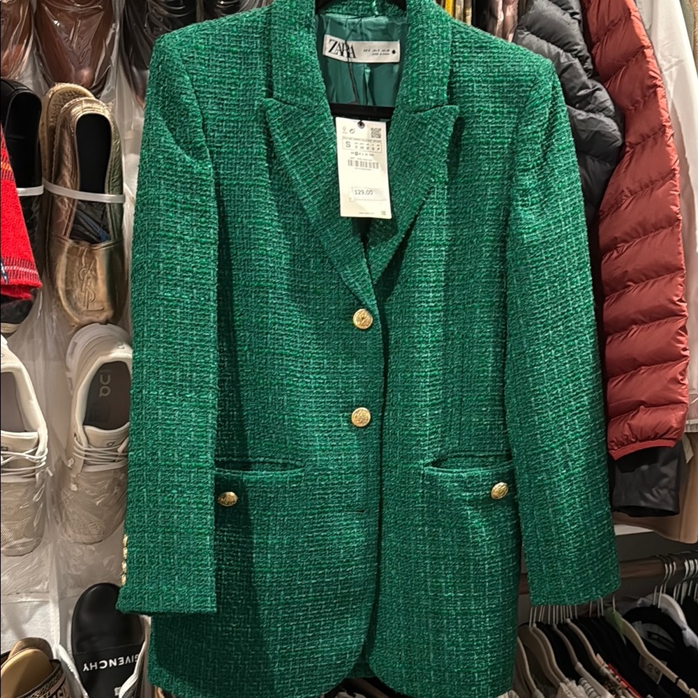 Zara Green Textured Blazer